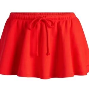 NWT SKIMS 2XL Cotton Fleece Mini Skirt In Ruby W/bubble Logo
